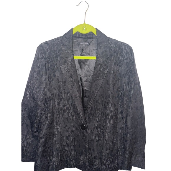 Eileen Fisher sz LG Silk Chenille Water Lily Jaquard Blazer Fully Lined MINT - Picture 3 of 11